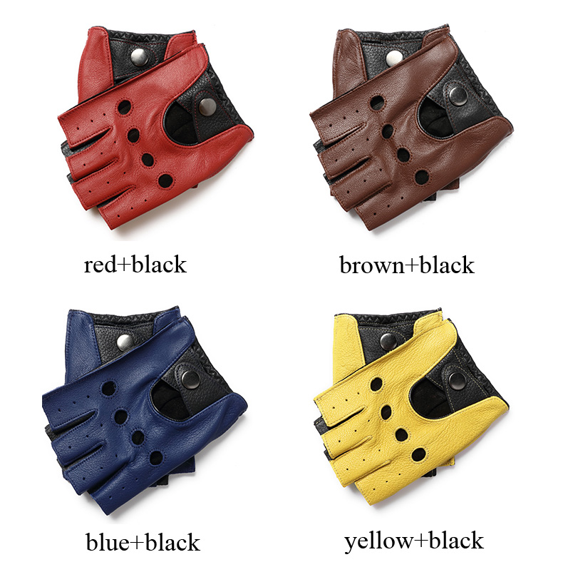 春男性100%純粋本革ハーフフィンガー薄手手袋男性本物の羊皮 - Leather Driving Glove のレビューと価格