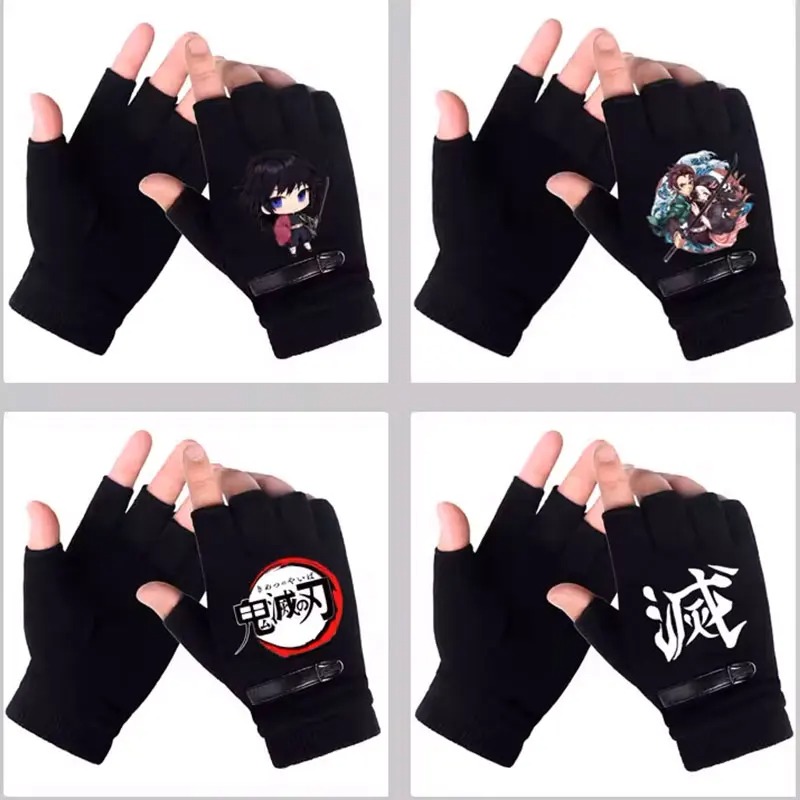 アニメデーモンスレイヤー学生ハーフフィンガーグローブ新しい冬 - Fingerless Glove Knit のレビューと価格