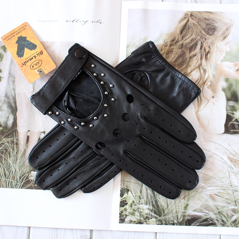 女性用レザーハーフフィンガーグローブ,すべての運転用,シープ - Leather Driving Glove のレビューと価格