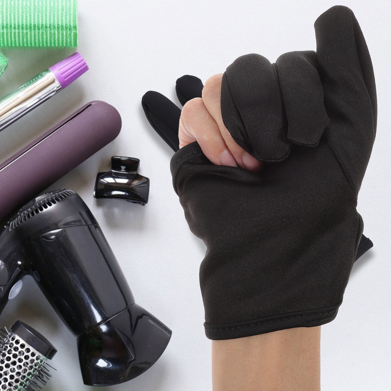 理髪グローブ 3 指耐熱絶縁フィンガーグローブ黒ストレートカ - Heat Resistant Glove のレビューと価格